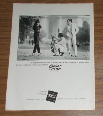 Seltene Werbung vintage ATELIER TORINO - Herrenanzüge Sakkos Hosen 1979