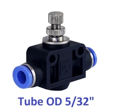 Air Flow Speed Control Valve Tube OD 5/32" Pneumatic Push In Fitting One Piece