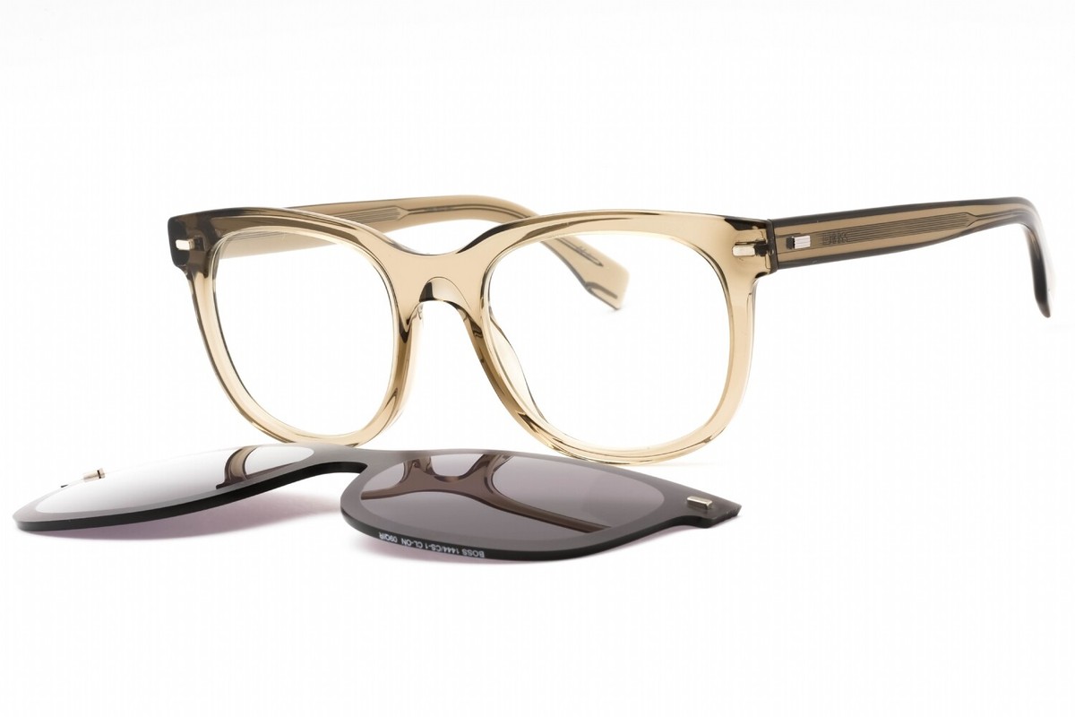 HUGO BOSS 1444/CS-1 009Q Eyeglasses Transparent Brown with Clip On