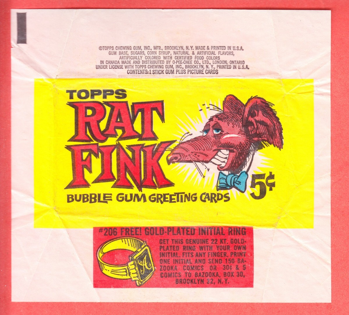 モンスターズインク　マイクペイントflyingeye ボンダッチラットフィンク 1965 TOPPS RAT FINK GREETING CARDS 5 Cents WAX WRAPPER NM | eBay