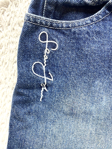 Sean John Jeans Youth 8 (23x19) Blue Denim Straight Leg Baggy Embroidered Boys - Picture 2 of 11