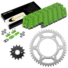 Green O-Ring Drive Chain & Sprockets Kit for Kawasaki EX250F Ninja 250R 1988-07