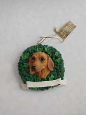 Dog in Wreath Ornament 1996 Roman, INC. Dachs...