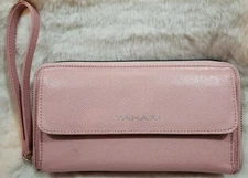Tahari Pink Zip Around Clutch Wristlet Wallet Protection Lining NWOT