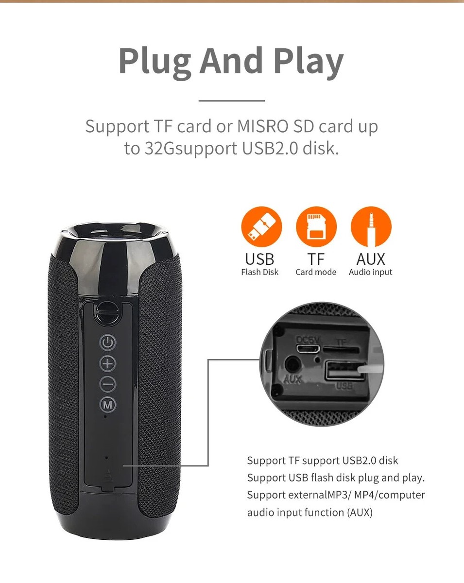 TG117 Portable Wireless Bluetooth Speaker Stereo Bass Waterproof 