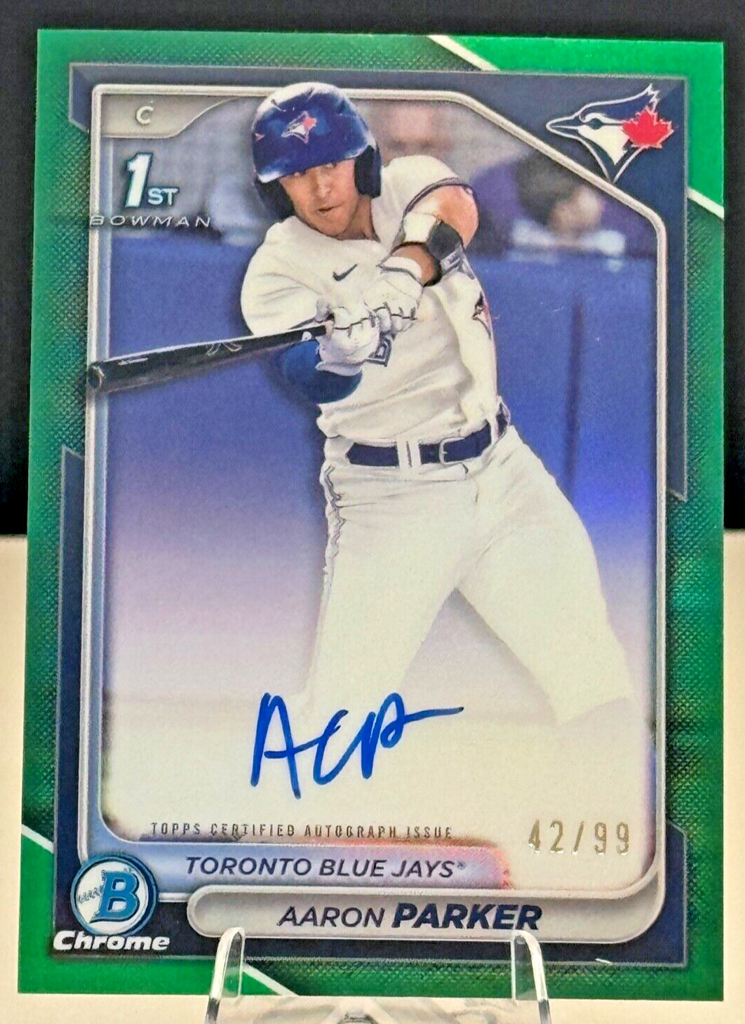 2024 Bowman Draft Chrome Aaron Parker 1st Bowman Green Auto /99
