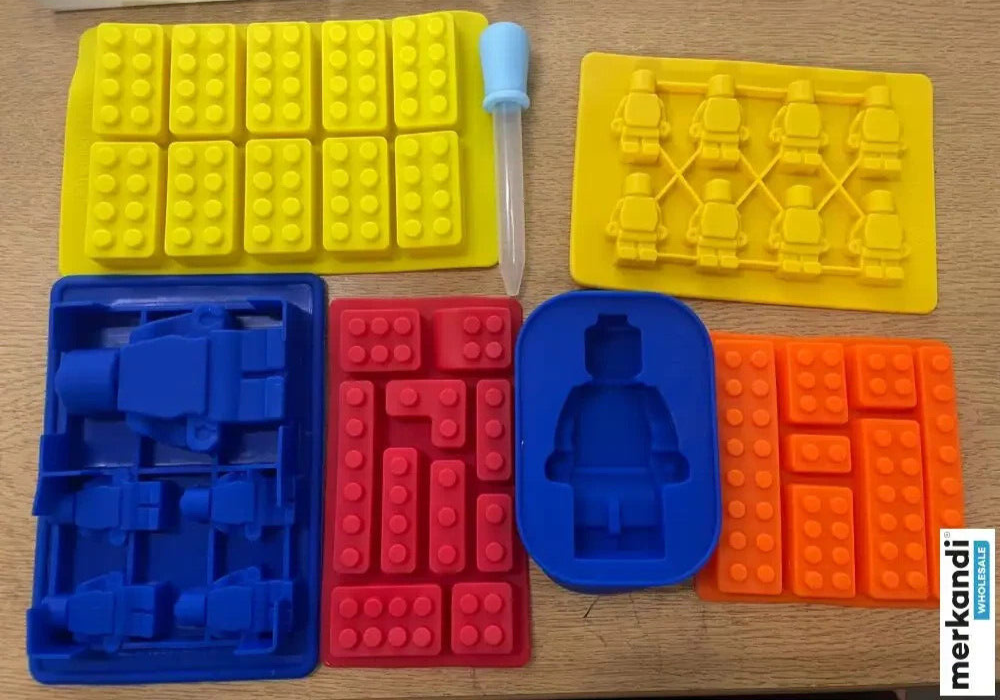 Silicone Lego Moulds Set of 7, Bricks/Figures for Cakes/Ice/Jelly/Choc, RRP  £15