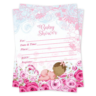 rose themed baby shower invitations