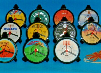 Vinyl Record DESK CLOCKS made from Upcycled Vinyl Record Singles LIST E  Size 4''