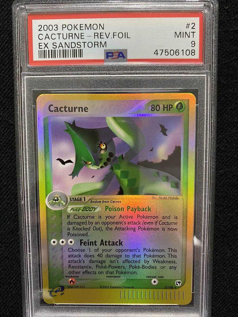 2003 Pokemon EX Sandstorm Cacturne Reverse Foil 2/100 PSA 9 Mint