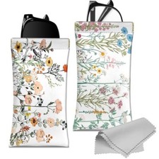 2 PCS Glasses Case Eyeglass Sunglasses Pouch Portable Squeeze Soft K-8-flower