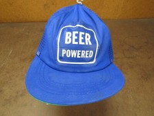 Beer Powered blue Drinking Funny trucker hat cap VTG