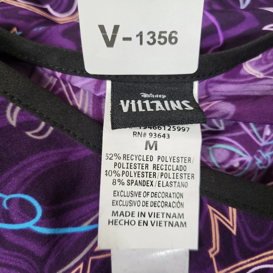 Exfoliante de mujer Disney mediano púrpura Villians manga corta cuello en V Foto 2 de 4