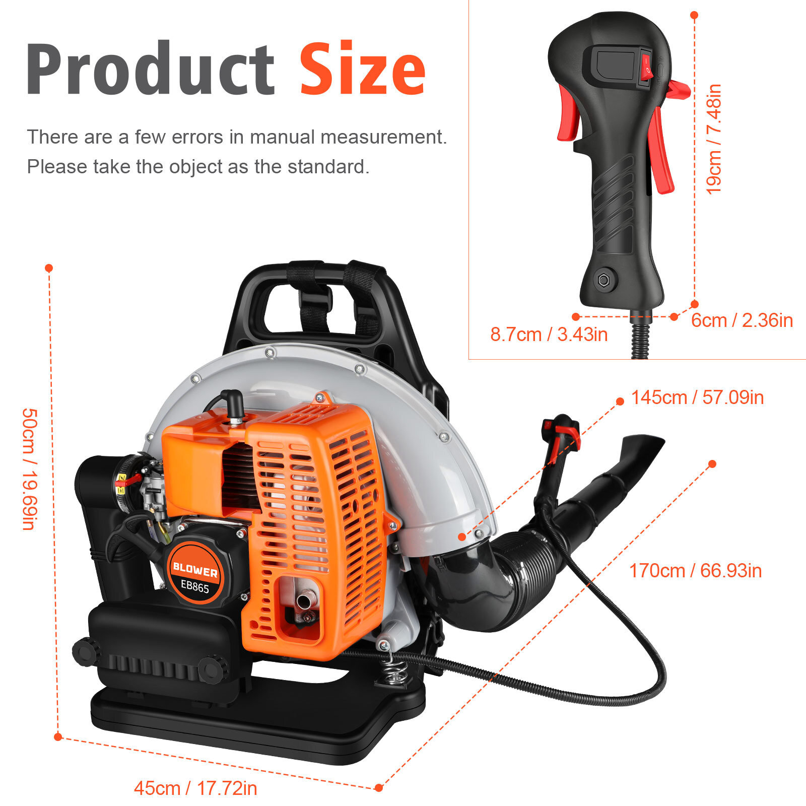 ✅63CC 2-Stroke Commercial Backpack Gas Leaf Blower Easy to use 7500r/min