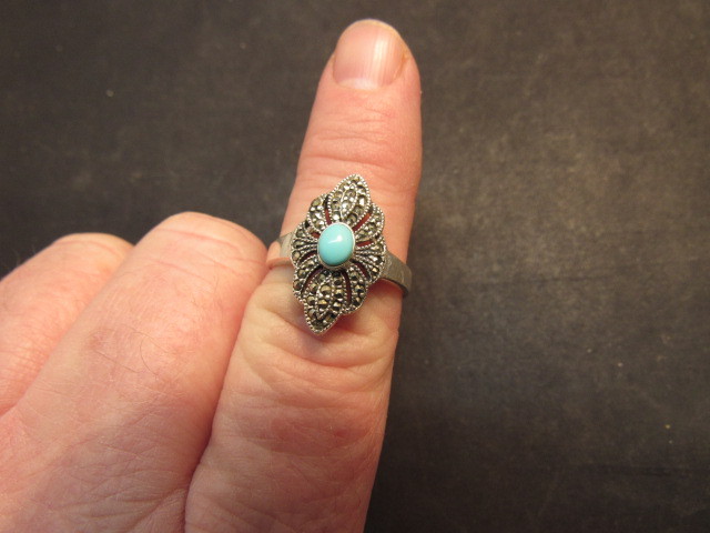 sterling silver Marcasite ring - image 6