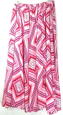 MAGIC WOMENS PINK AND WHITE PRINT MAXI  FLARE SKIRT 1X 18 20 NEW PLUS SIZE NWT 