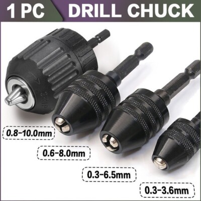 1/4''Hex Shank Keyless Drill Chuck Adapter Bit Quick Change Converter Driver