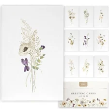 KIBAGA Beautiful Greetings Cards Set of 20 with Envelopes & Stickers - Tastef...