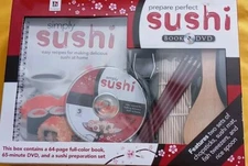 HINKLER Prepare Perfect Sushi KIT 64 pg Book DVD Chopsticks Mat Spoon Tweezers