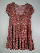 urban outfitters dress Womens Sz Small Granny Floral Tiered 1597 Boho Shift