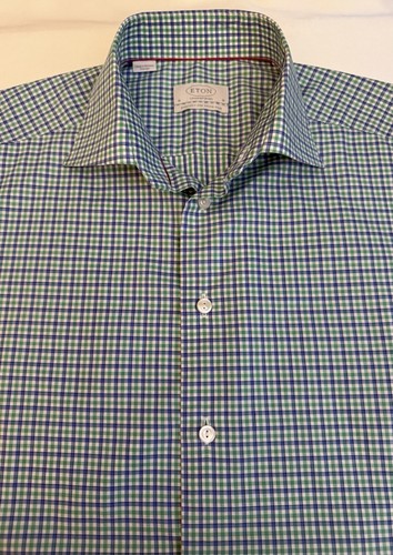 $270 ETON Contemporary Fit Shirt Mens L 41-16 Check Preppy Office Casual Cotton - Picture 4 of 15
