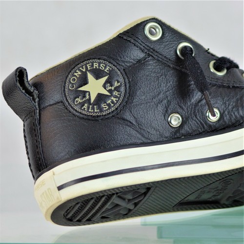junior black leather converse