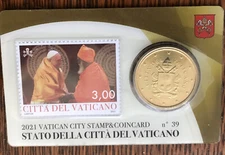 2021 Vatican Coin + Stamp Card of Pope Francis Sri Lanka Journey
