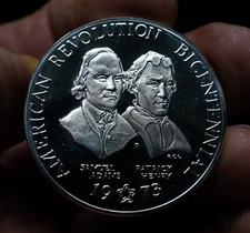 1973 American Revolution Bicentennial Samual Adams Silver art bar round C1835