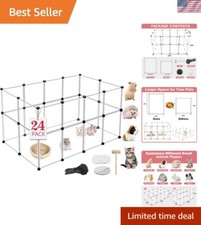 Lightweight Transparent Playpen for Puppies - 24 Panels, 48"x24"x28" Enclosure
