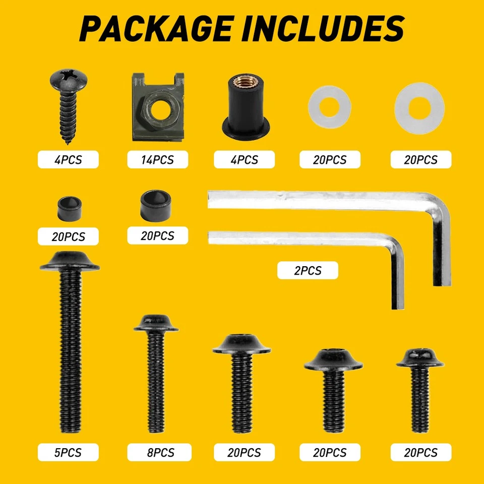 Black Complete Fairing Bolt Kit For Kawasaki Ninja Bodywork Screws Fasteners USA - Image 4 of 4