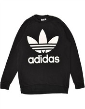 ADIDAS Womens Graphic Sweatshirt Jumper UK 12 Medium Black Cotton LL09