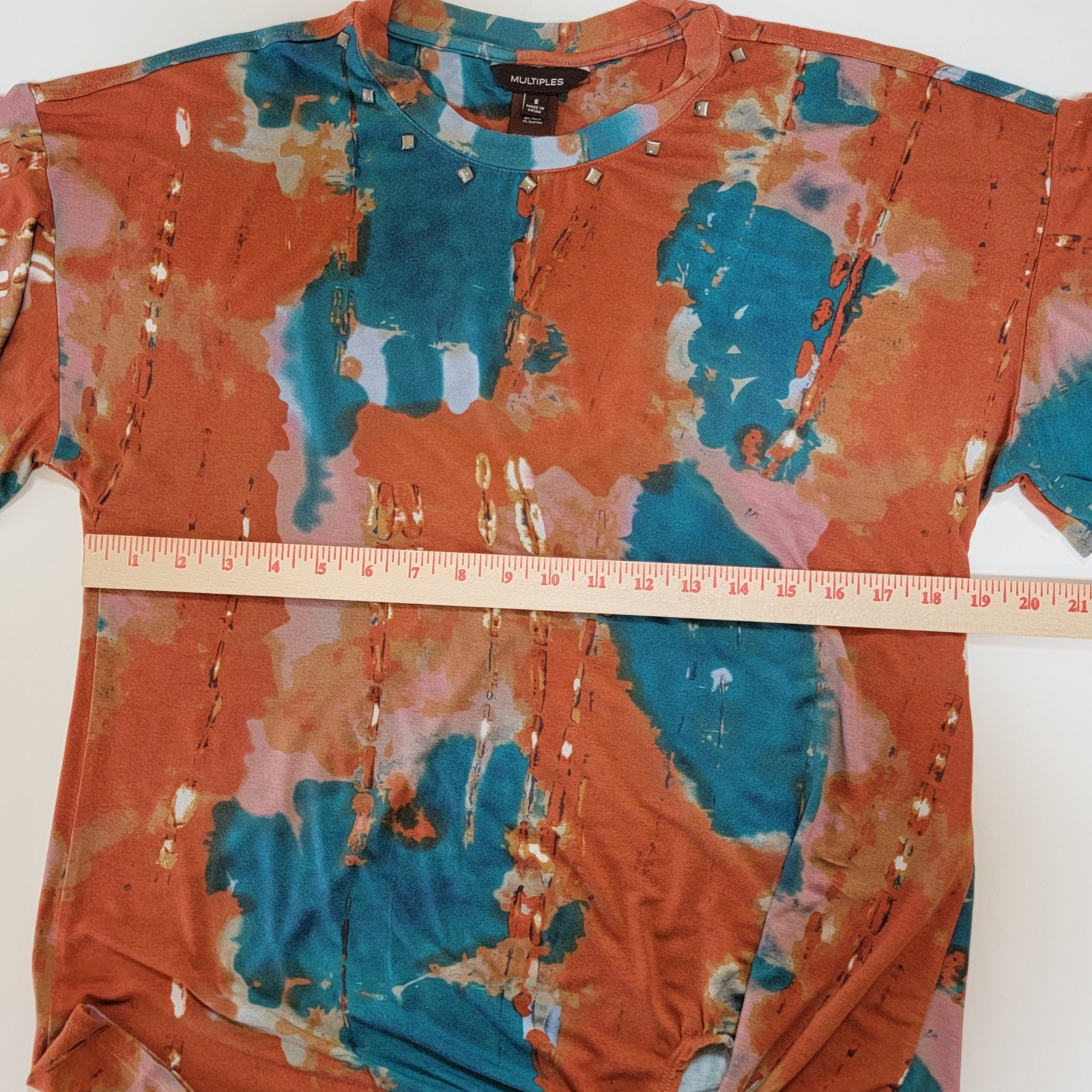 Multiples~ Stretch Pullover Top w/Gems Around Nec… - image 8