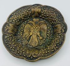 Antique 19thC Byzantine Bronze Imperial Double Headed Eagle Pin Dish