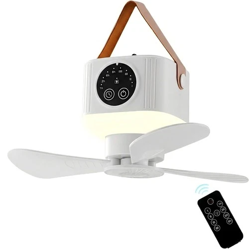 Portable Fan Ceiling Rechargeable Battery Powered Outdoor Camping with Remote