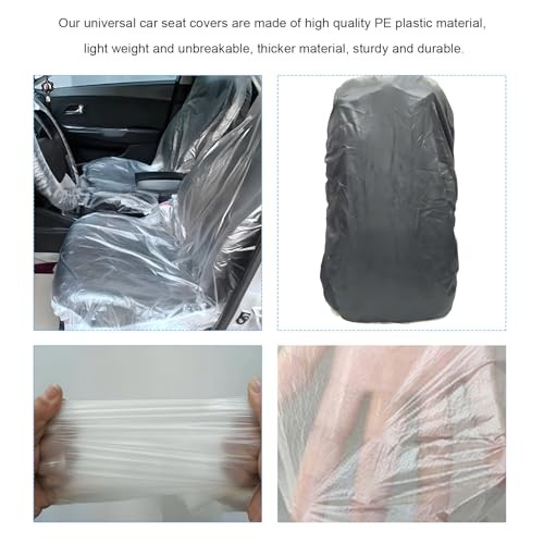 50 PCS Disposable Car Seat Covers, Clear Vehicle Seat Cover Waterproof Plastic  - Picture 4 of 8
