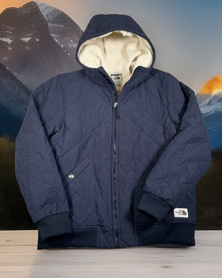 #ad The North Face Cuchillo Insulated Quilted Jacket Men M Hood Fleece Lined EUC $79.89