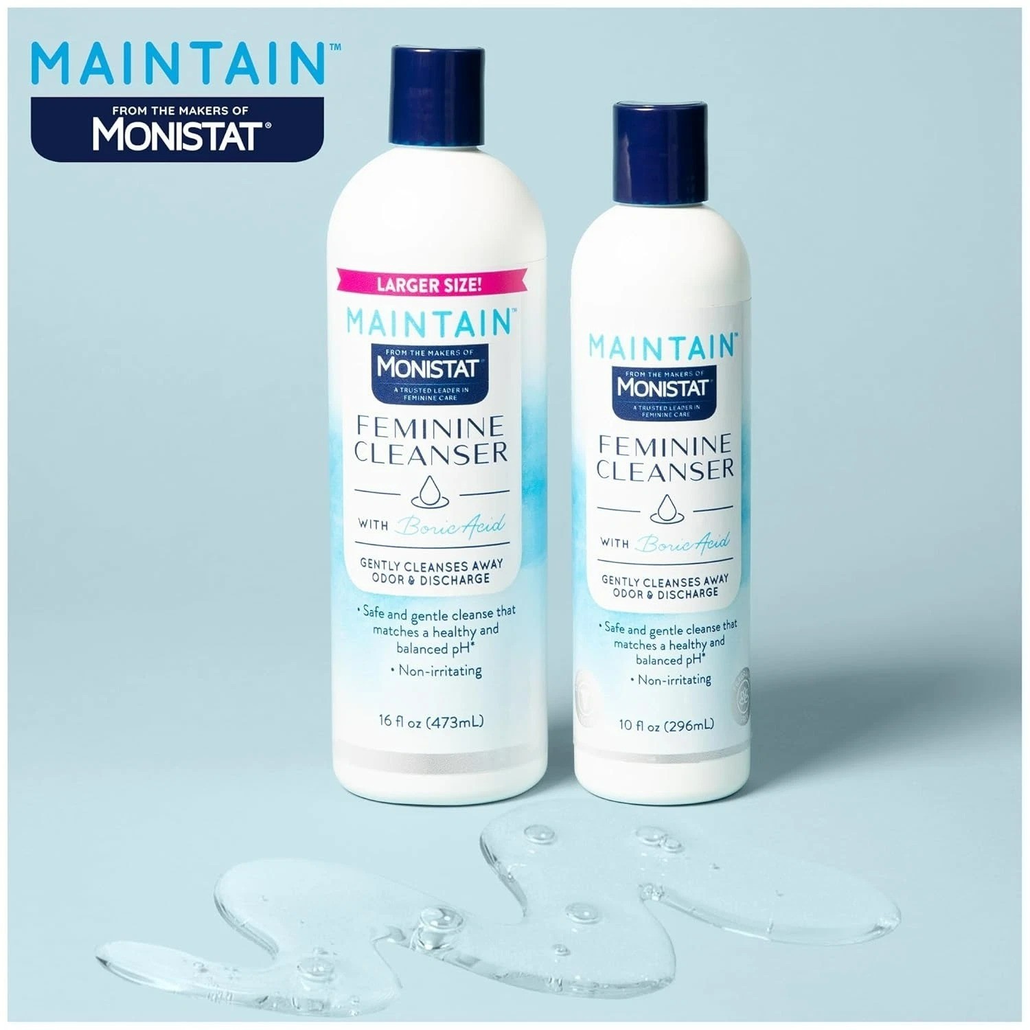 Monistat Boric Acid Feminine Wash, Fragrance-Free Intimate Wash  for Women 10 Fl