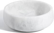 Non-Slip White Marble Dog Bowl for Cats and Medium Dogs, 4 Cup Capacity