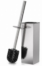 Silver Toilet Brush and Holder Set, Stainless Steel Square Silver Square