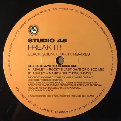 Studio 45 Freak It! (Remixes By Pete Heller / Black Science Orch