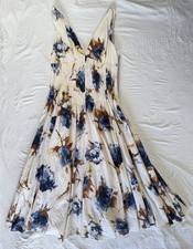 Rickie Freeman Teri Jon Deep Plunge Sewn Pleated Sleeveless Floral Midi Dress 8