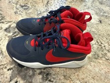 Nike team hustle d9 boys shoes sneaker size 6Y Blue and Red Basketball Shoes