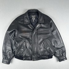 Vintage Eddie Bauer Leather Bomber Jacket Men  s Large Black Down Insulated