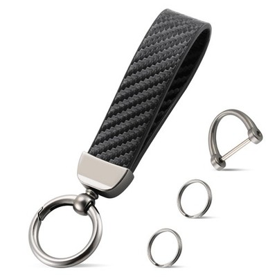 JUSTTOP Leather Keychain, Carbon Fiber 14 cubic inches, A Fiber-black 