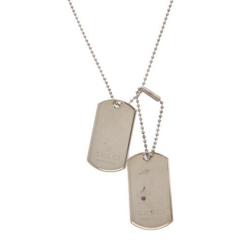 Gucci targhetta cane doppio piatto collana ciondolo argento 925 circa Accessorio 55 1 g