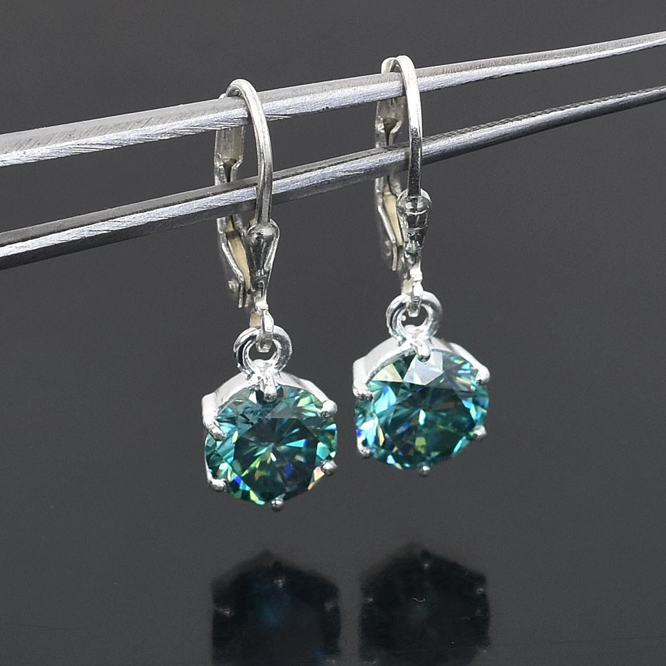 3.60 Ct Certified Blue Diamond Solitaire Earrings-Amazing Shine & Bling ! VIDEO - Image 3 of 4