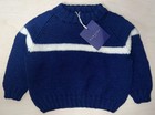 Baby Sweater Blue White Designer Merino Wool Quality