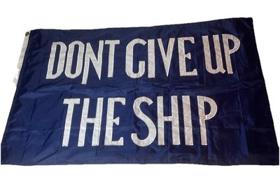 3x5 Embroidered Sewn Commodore Perry Don't Give Up the Ship Nylon Flag 3'x5'