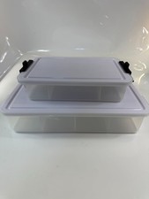 2 Clear Plastic Storage Organizer Boxes w/ Dividers Lids Craft Beads