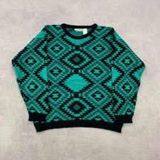 Vintage Knitted Jumper abstract patterned knit sweater Women's M 12-14 